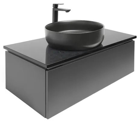 Kúpeľňová skrinka s kamennou krycí doskou a umývadlom SAT Feel 100x30x46 cm antracit SATFEEL100ANTTKB