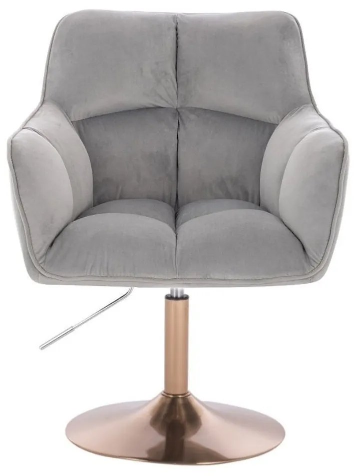 LuxuryForm DESIGN Kreslo AMALFI VELUR na zlatom tanieri - svetlosivé