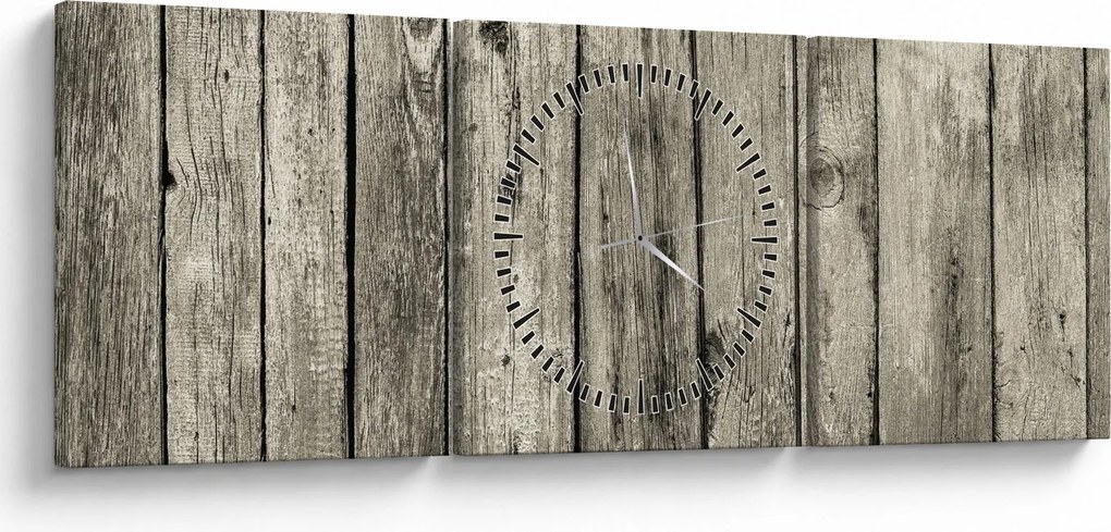 Obraz - Drevo (s hodinami) (90x30 cm)