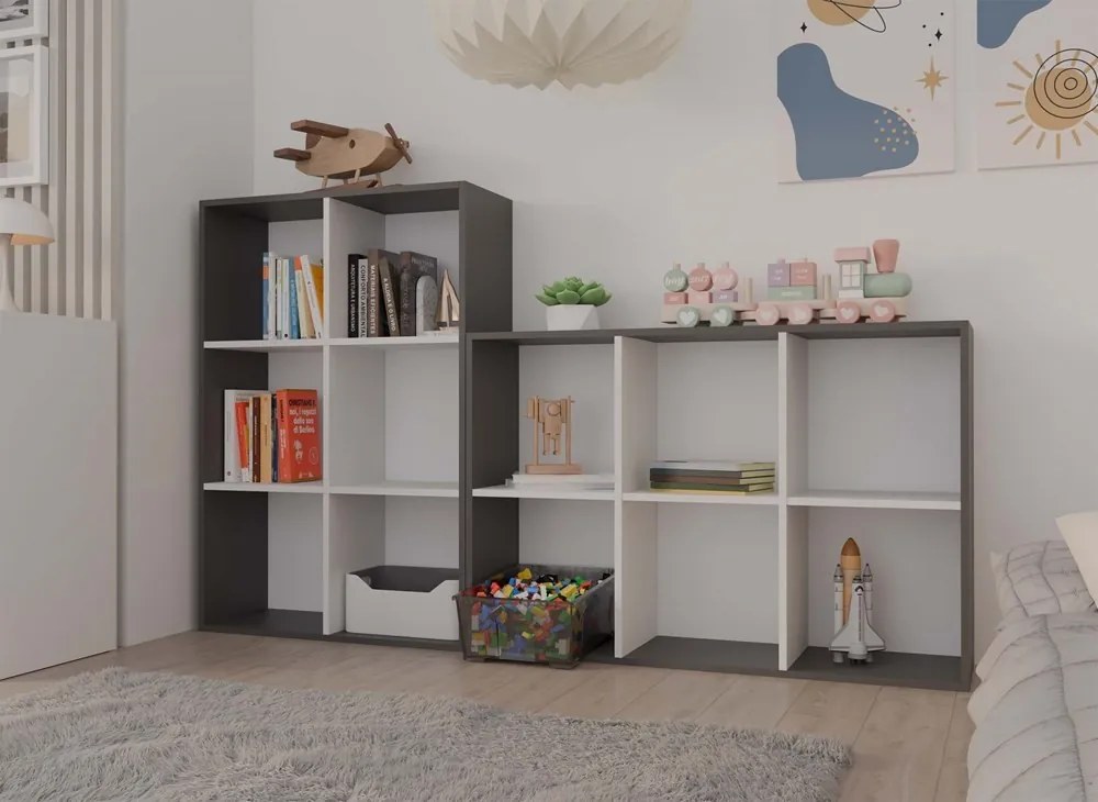 Regál Malax 2x3 110 cm antracit/bílý