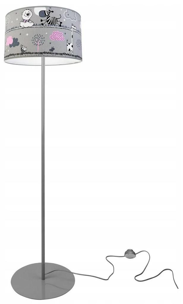 Detská Stojacia lampa Ladybird, 1x textilné tienidlo so vzorom, (výber z 2 farieb konštrukcie), o