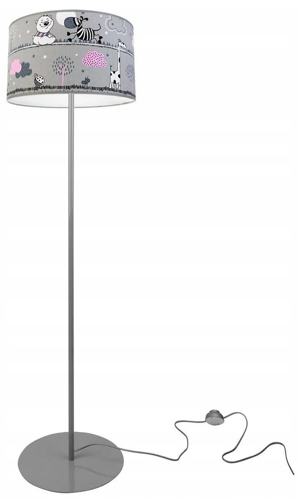Detská stojacia lampa Ladybird, 1x textilné tienidlo so vzorom, (výber z 2 farieb konštrukcie), o