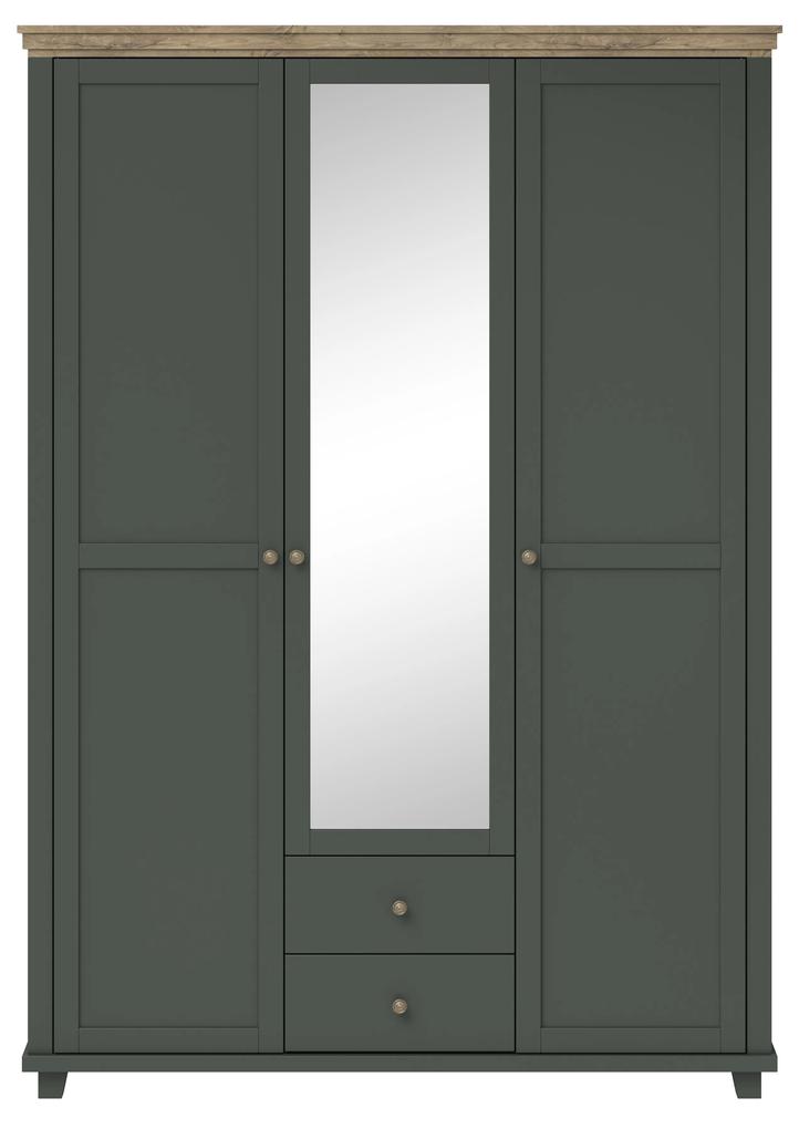 Šatníková skriňa so zrkadlom Elvina S Typ 19 (zelená + dub lefkas). Vlastná spoľahlivá doprava až k Vám domov. 1031003