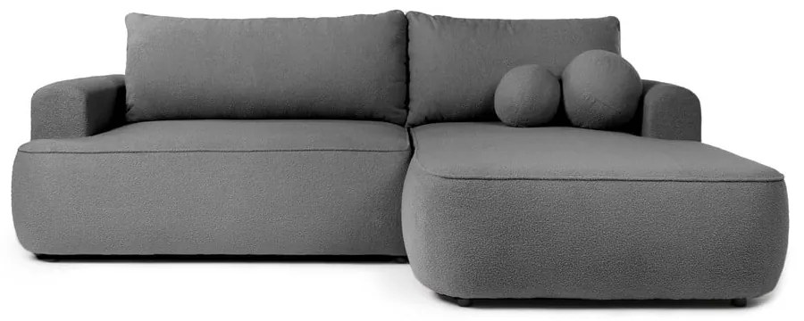 Sivá rozkladacia rohová pohovka z textílie buklé (pravý roh) Quinoa – Bonami Selection