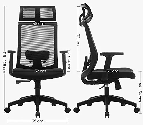 Kancelárske kreslo, polohovateľné, 116-126x68cm, čierne