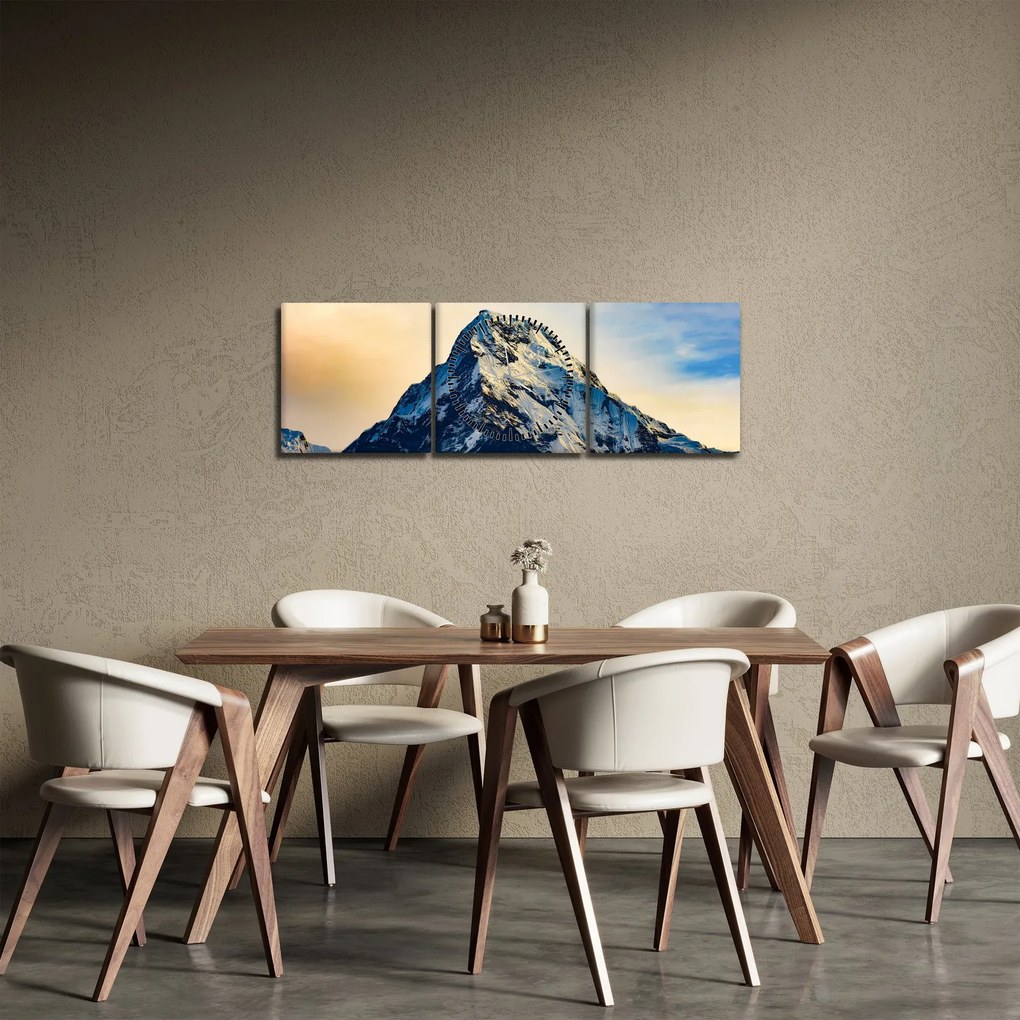 Obraz zasnežených hôr, Nepál (s hodinami) (90x30 cm)