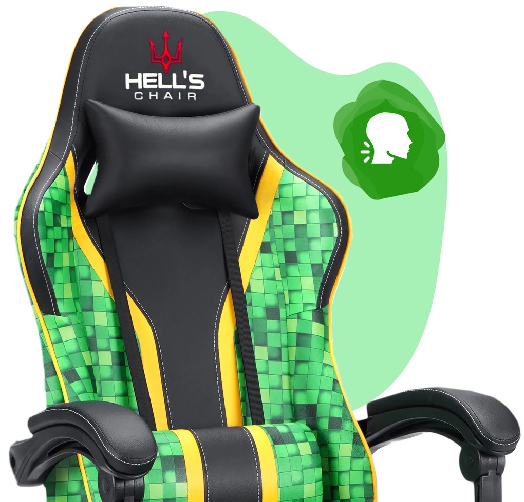 Hells Detská Herná stolička Hell's Chair HC-1005 Cube KIDS Green Black