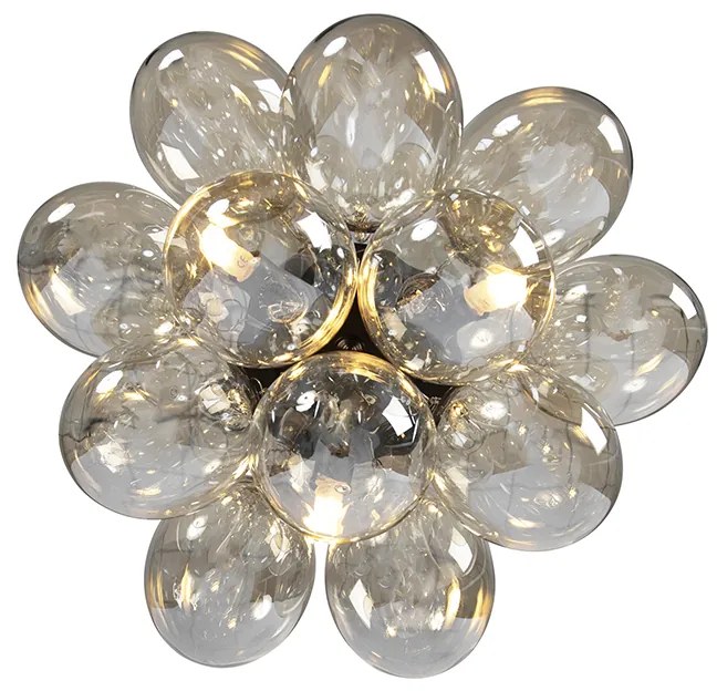 Inteligentné stropné svietidlo čierne s jantárovým sklom 3-svetlá vrátane 3 WiFi G9 - Uvas