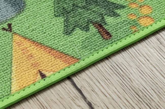 Detský koberec REBEL ROADS Wild life 90 Les, zvieratá protišmykový - zelený