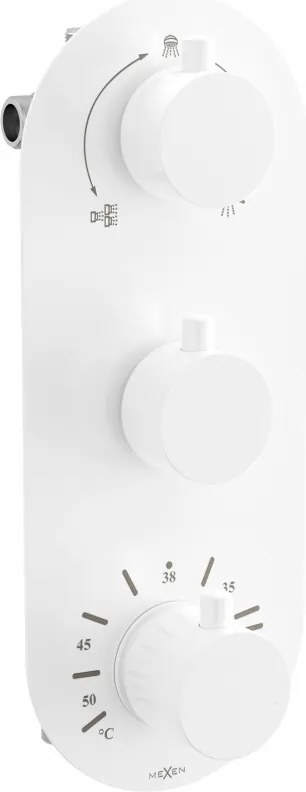 Mexen Kai termostatická vaňová a sprchová batéria, 3-výstupová, biela - 77603-20