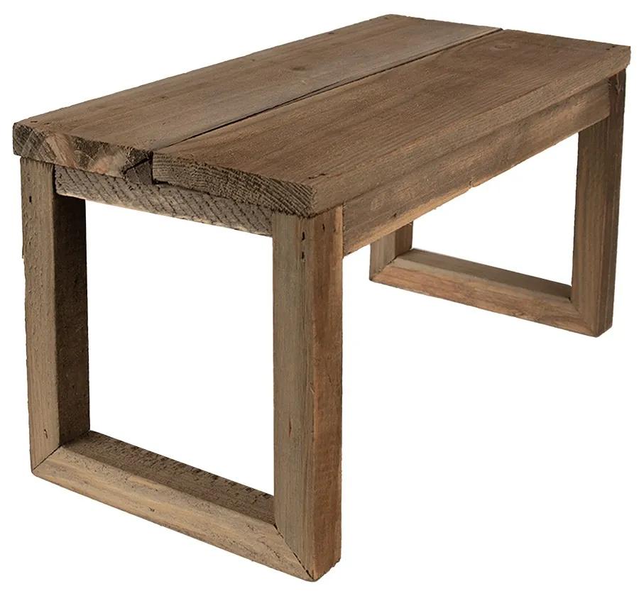 Hnedý dekoračný kvetinový drevený obdĺžnikový stolík - 38*18*19 cm