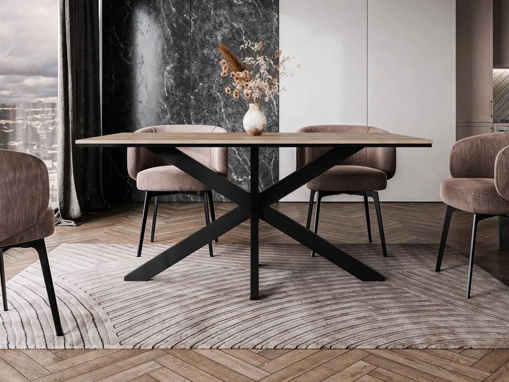 Moderný stôl Pilto, Farby: biely mramor + biely lesk / čierna