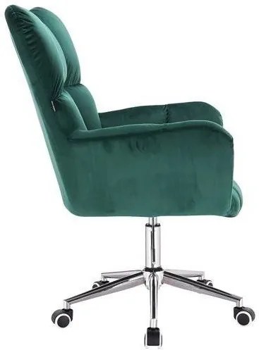 LuxuryForm DESIGN Kreslo AURORA VELUR na strieborné podstave s kolieskami - zelené