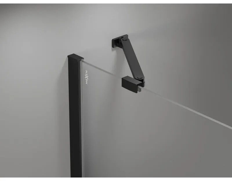 Mexen Mist-H Duo, 2-krídlový výklopný sprchový kút 90 x 80 cm, číre sklo, čierny profil, 8A5-090L-080P-70-00