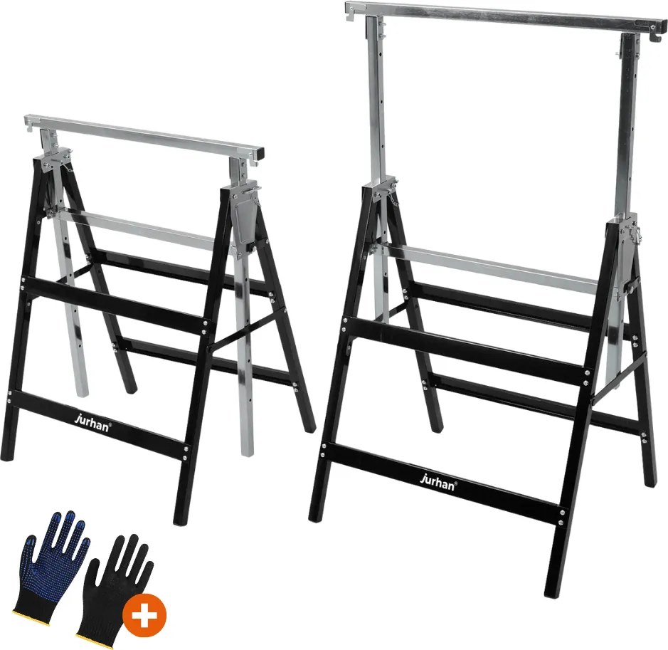 Teleskopické lešenárske kozy DANNY, sada 2 ks, max. 200 kg, 60 x 56 x 81-130cm, strieborná/čierna Jurhan