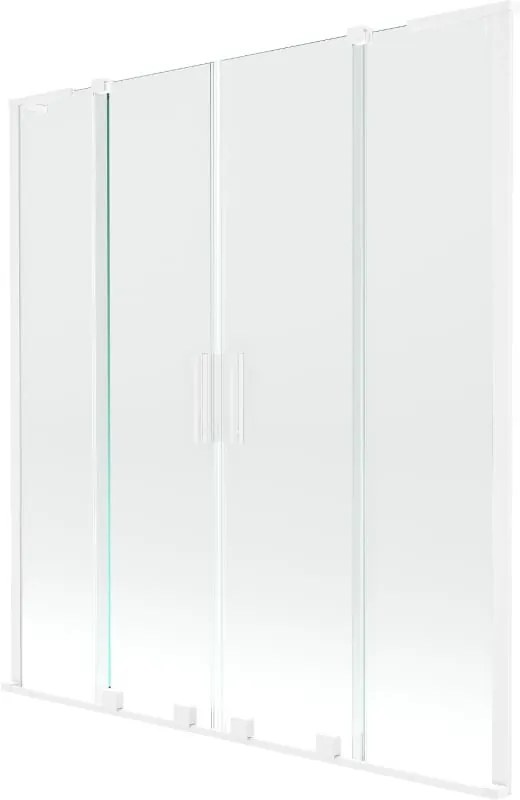 Mexen Velar L Duo, 2-krídlová posuvná vaňová zástena 150 x 150 cm, 8mm číre sklo, biela matná, 896-150-003-02-20
