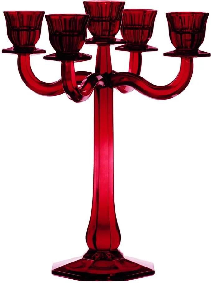 Červený svietnik na 5 sviečok z krištáľového skla Nachtmann Ravello