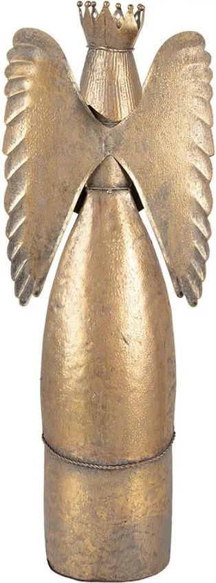 Zlatá antik kovová dekorácia anjel Christmas Angel - 17*10*46 cm