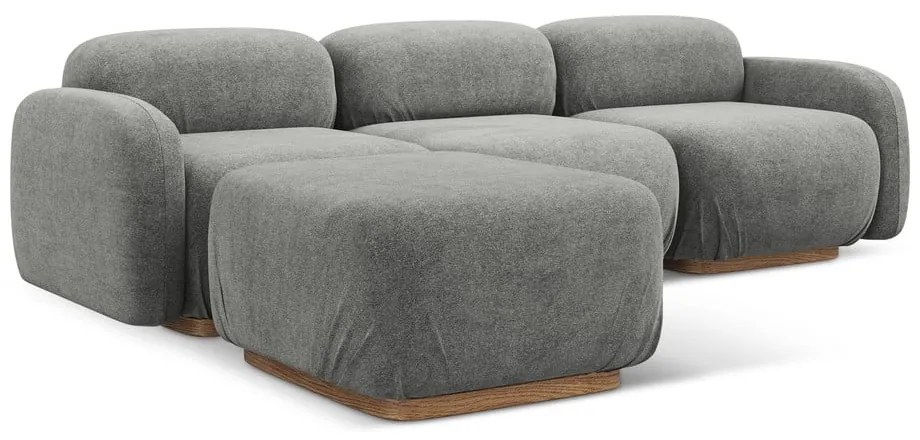 Sivá modulárna rohová pohovka z textílie buklé Ailani – Makamii