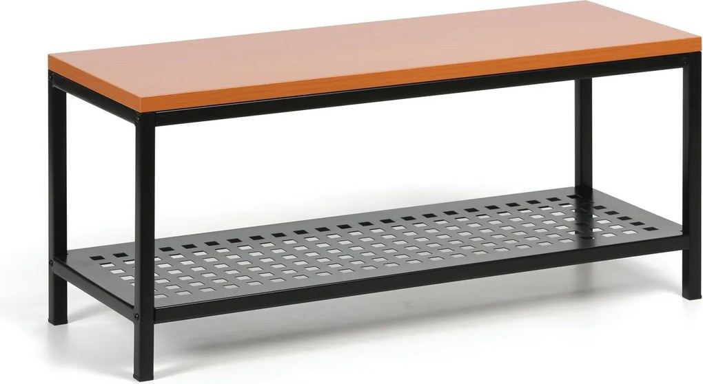 Šatňová lavica s plechovou policou na topánky, 1000x360x439 mm, čerešňa
