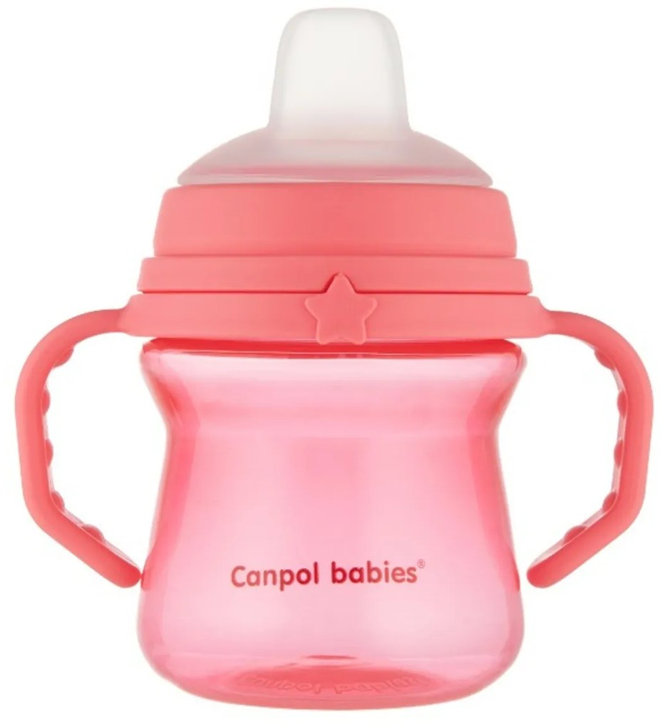 Nevylievací hrnček Canpol Babies s mäkkým náustkom, ružový, 150 ml