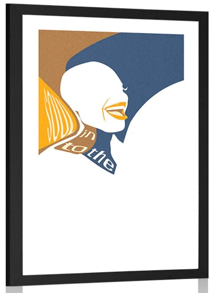 Plagát s paspartou silueta ženy s nápisom - 60x90 silver