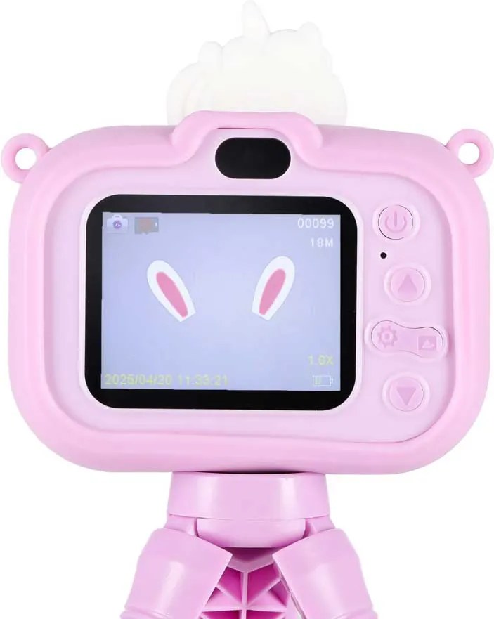 Detský digitálny fotoaparát KIK jednorožec 1080P so statívom, fialový