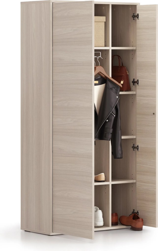 Šatníková skriňa s výsuvom BLOCK, 850 × 400 × 1748 mm, dub prírodný