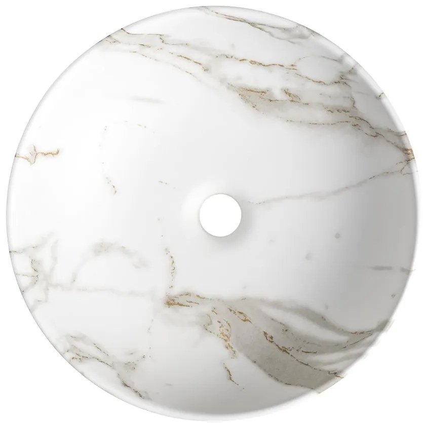Sapho Sapho, RONDANE keramické umývadlo na dosku priemer 41cm, bianco carrara, AR435BC