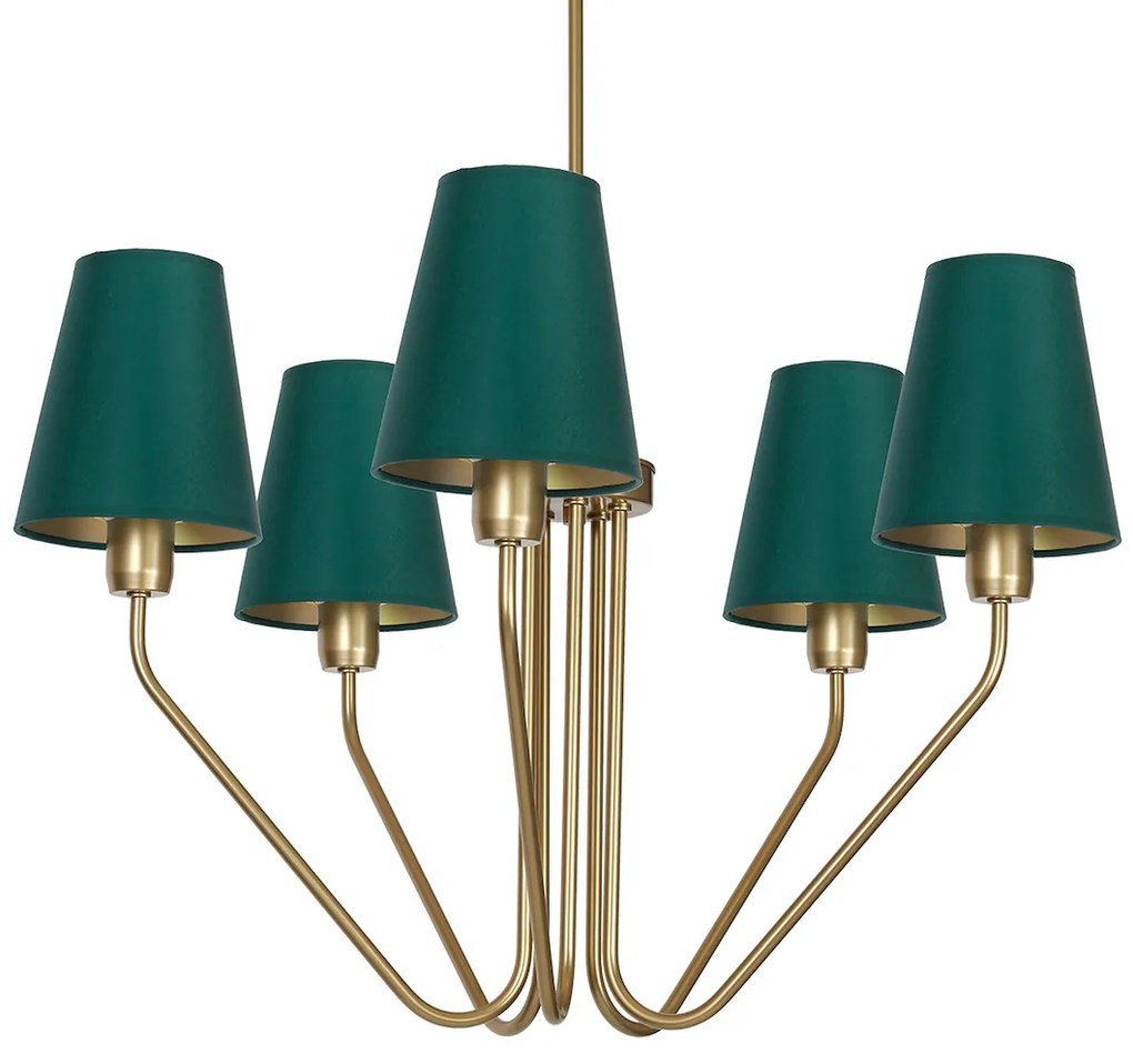 Luster Victoria, 5x zelené textilné tienidlo, g