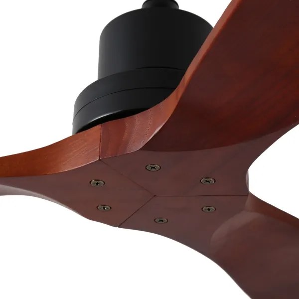 ZEVENTI - Stropný ventilátor LIONI Wi-Fi Tuya čierna/dub + diaľkový ovládač