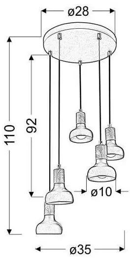 Luster na lanku PUERTO 5xE14/40W/230V