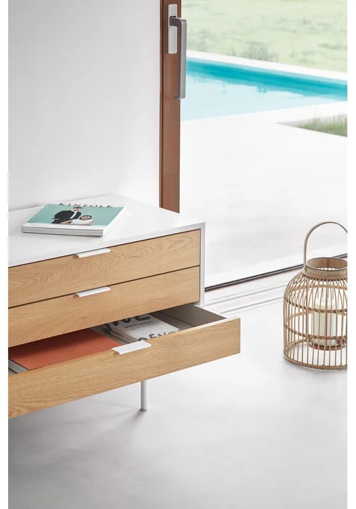 TV stolík v dekore duba v bielo-prírodnej farbe 180x52 cm Sierra – Teulat