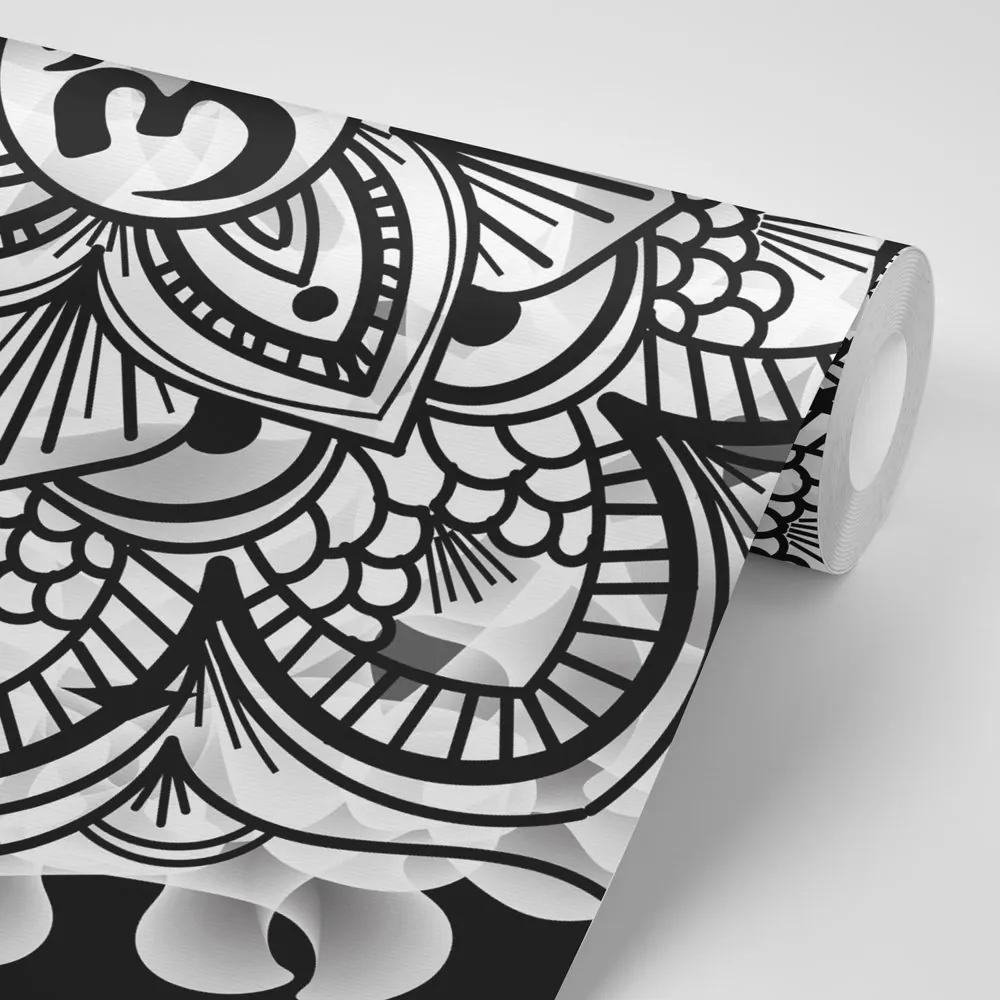 Samolepiaca tapeta čiernobiela abstraktná Mandala