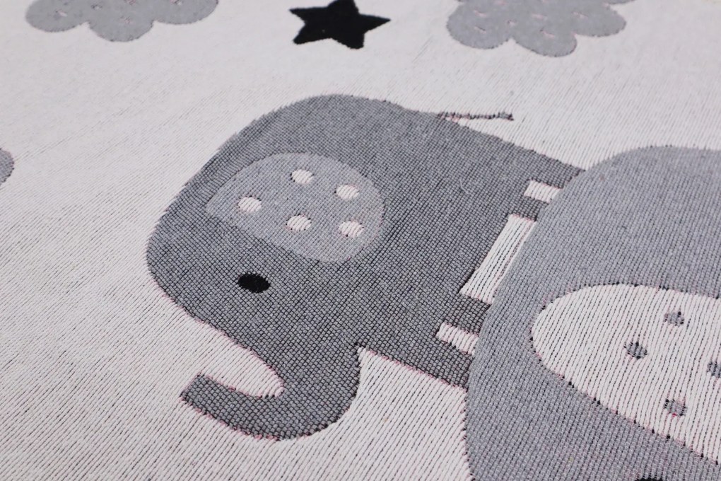 Praktik home, TRHÁK: Detský kusový koberec Natur Slony, 80x150, šedá, detská izba