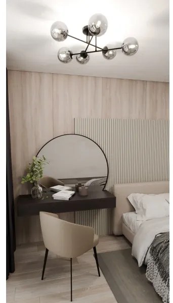 Luster na tyči ROMA 6xE14/10W/230V čierna/dymová