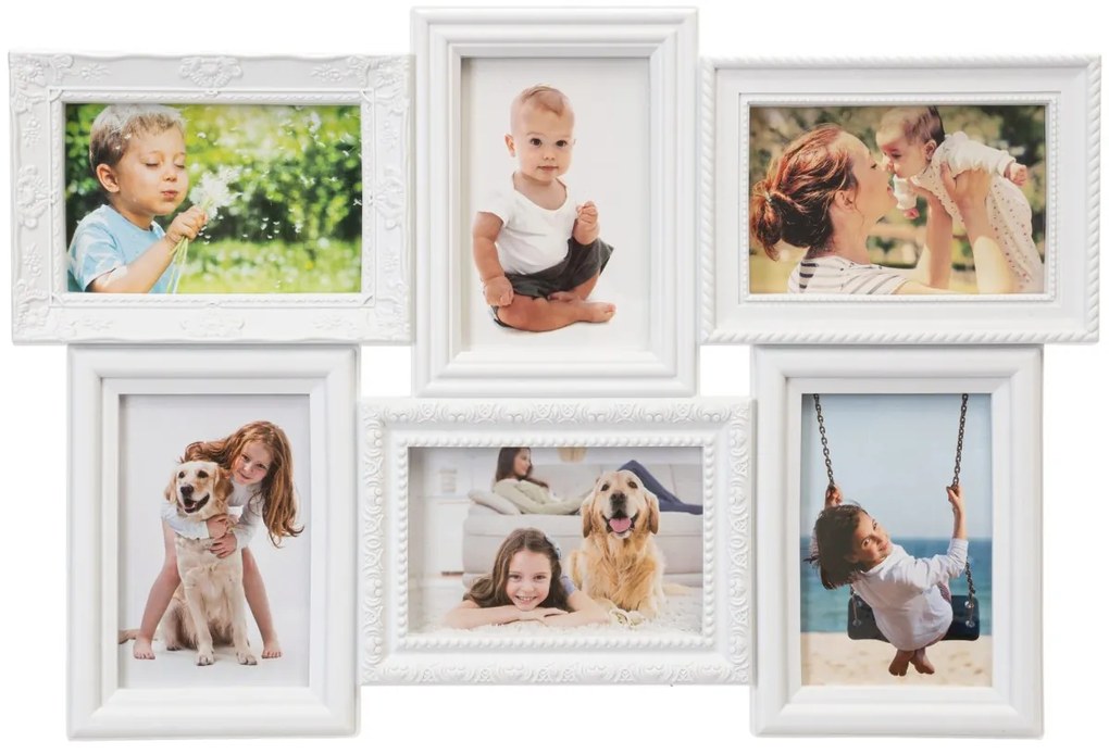 Fotorámeček BAFRA 51x35 cm 6 fotografií bílý