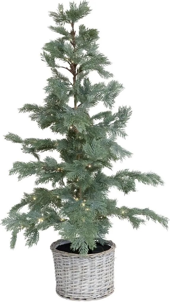Zelený vianočný stromček Fleur s 80 LED svetielkami a košíkom – Ø 60*120 cm