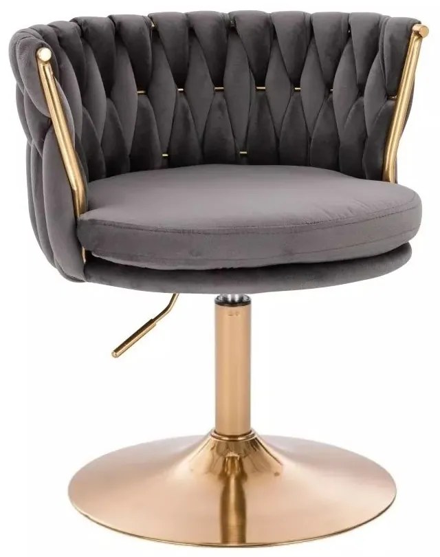 LuxuryForm DESIGN Stolička LYON VELUR na zlatom tanieri - tmavosivá