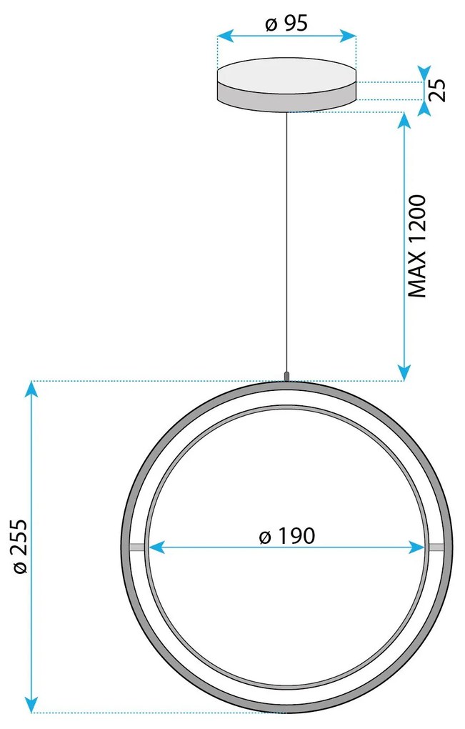 Toolight Toolight, závesné LED svietidlo 26cm, 4000K, APP1791-CP, zlatá matná, OSW-06068