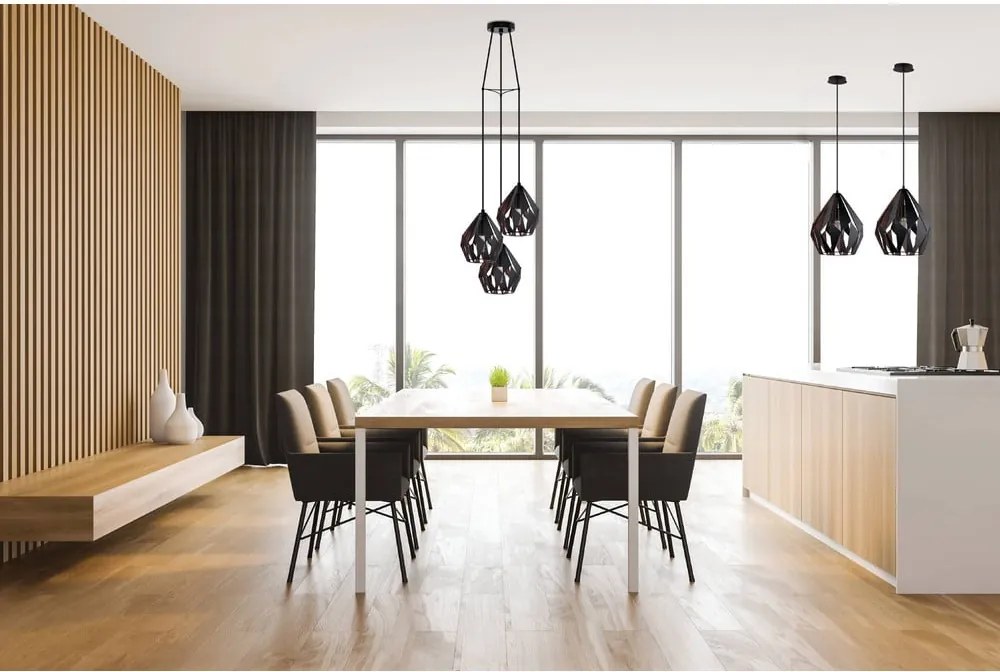 Čierne závesné svietidlo s kovovým tienidlom ø 31 cm CARLTON 1 – EGLO