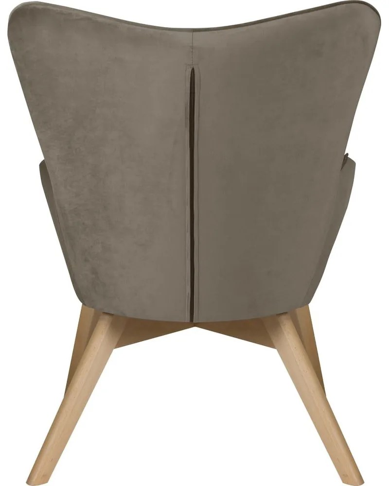 Svetlohnedé zamatové kreslo s podnožkou Niko – Ropez