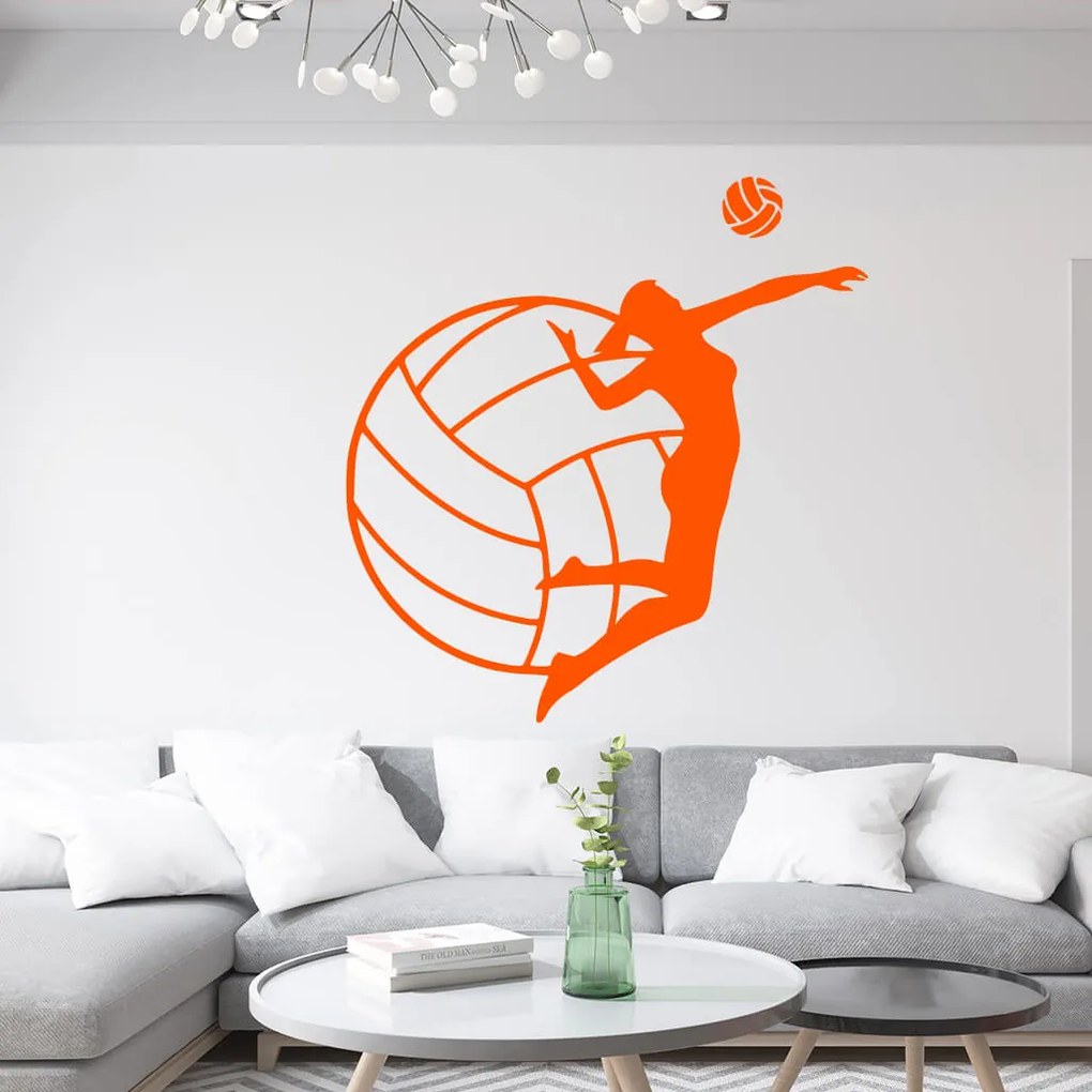 Veselá Stena Samolepka Volejbalistka Farba: oranžová, Veľkosť: 100 x 104 cm