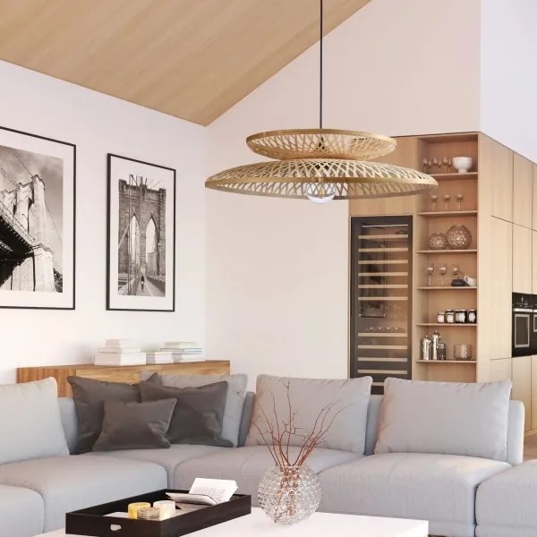 Luster na lanku BALI 1xE27/20W/230V pr. 60 cm bambus