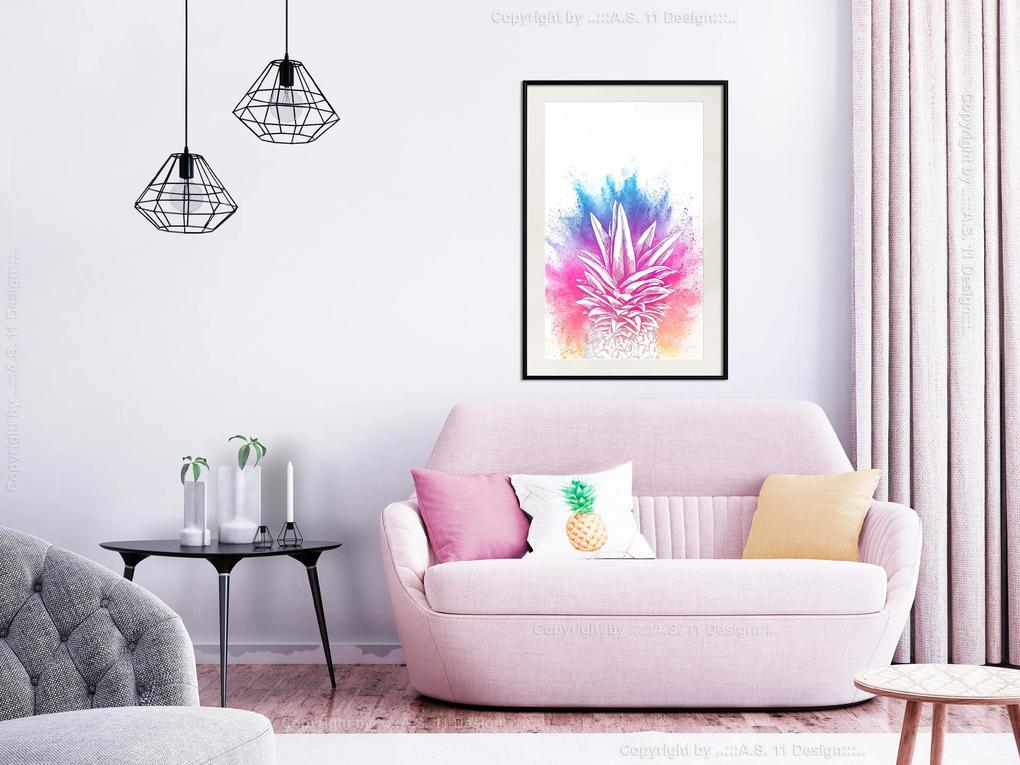 Artgeist Plagát - Colourful Pineapple [Poster] Veľkosť: 30x45, Verzia: Zlatý rám