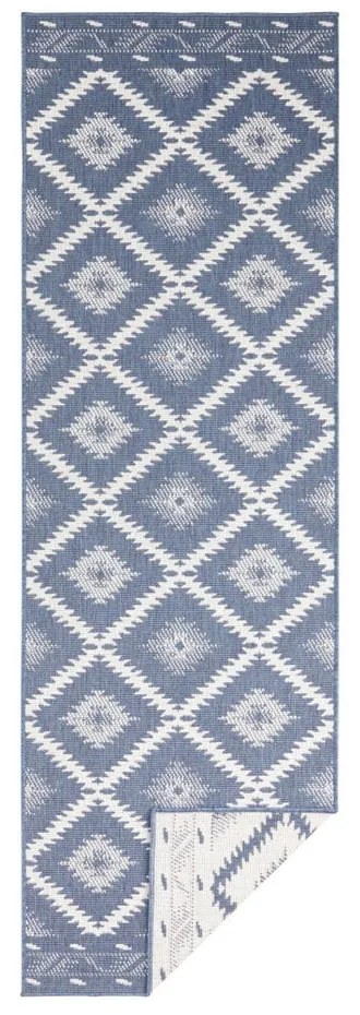Modro-krémový vonkajší koberec NORTHRUGS Malibu, 80 x 250 cm