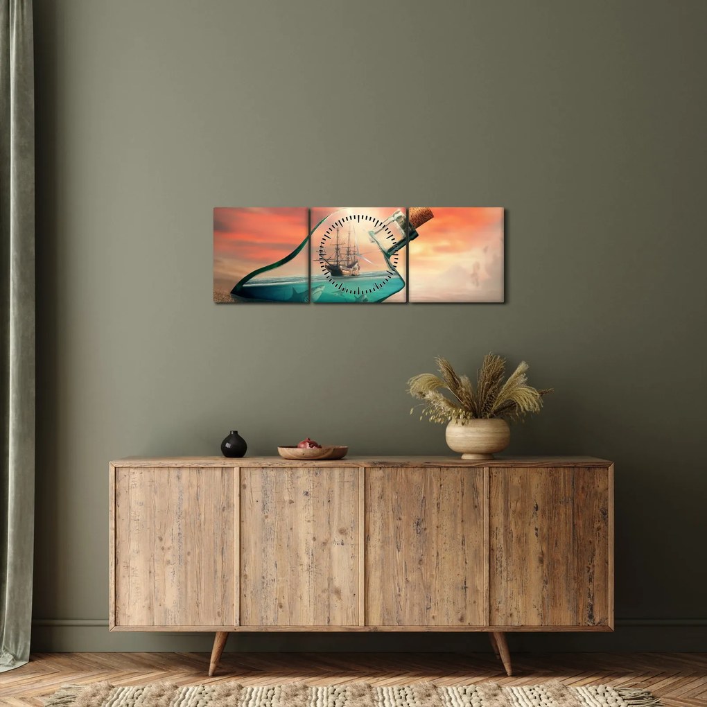 Obraz - Život vo fľaši (s hodinami) (90x30 cm)