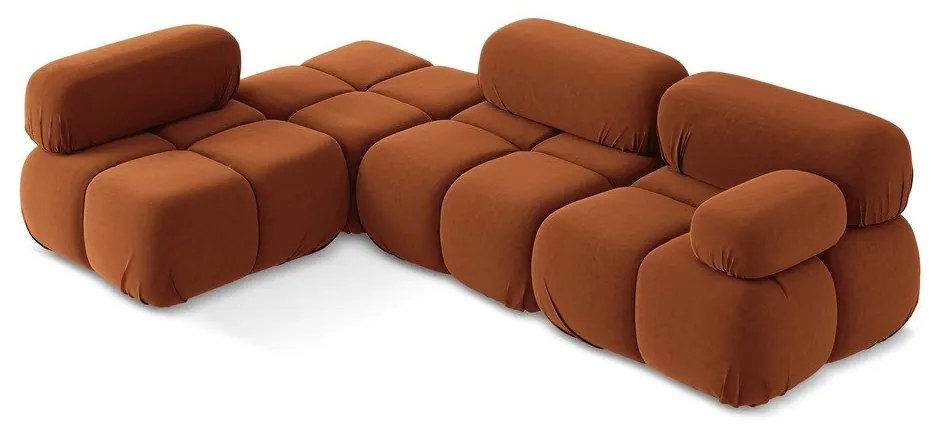 Oranžová zamatová modulárna rohová pohovka (ľavý roh) Lokua – Makamii