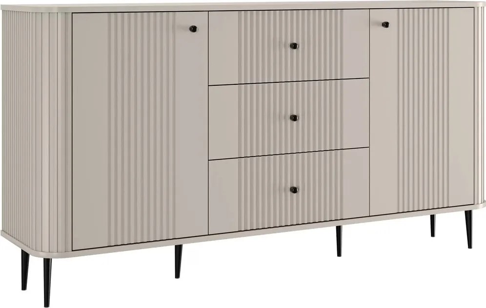 Komoda so zásuvkami Vesper 160 cm na nožičkách - kašmír / čierne nohy
