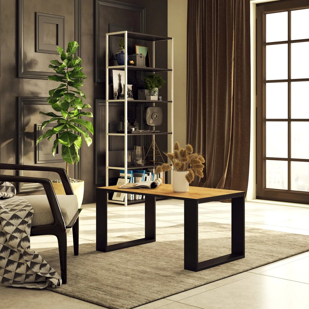 Konferenční stolek Nox dub craft zlatý/černý